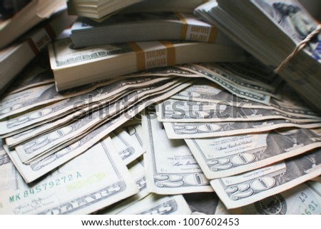 Financial Freedom With 20's & Stacks Of Hundreds High Quality Stock Photo  