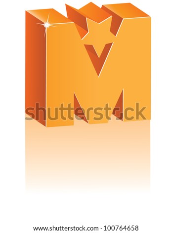 Abstract 3D Alphabet Letter M Cube Star Symbol Icon EPS 8 vector grouped for easy editing.