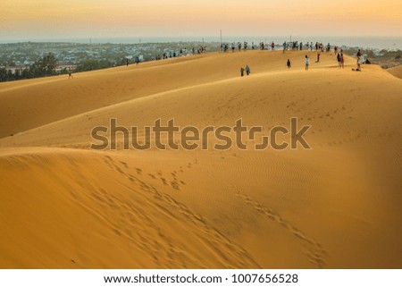 Human footprints in Sand Dunes, Mui Ne, Vietnam