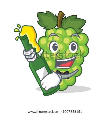 With beer green grapes mascot cartoon