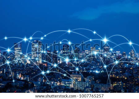 Wireless communication network concept. IoT(Internet of Things). ICT(Information Communication Technology). Royalty-Free Stock Photo #1007765257