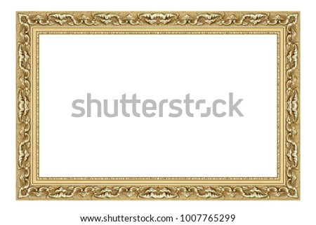 old antique gold frame isolated on white background