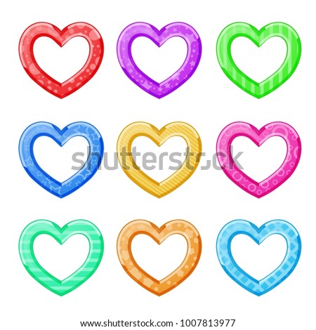 Funny hearts multicolored on white background