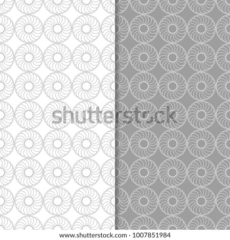 Gray and white geometric ornaments. Set of seamless patterns for web, textile and wallpapers