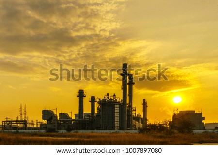 Petrochemical plant at sunset In the industrial area Eastern Thailand.