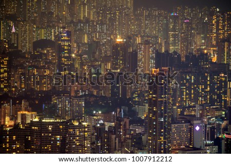 Hong Kong Building and skyscraper cityscape at night