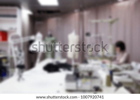 sewing workshop. Studio. background blur