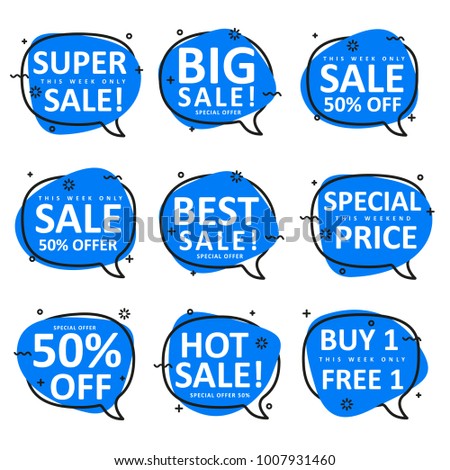 set of speech bubble shape use for promotion sale