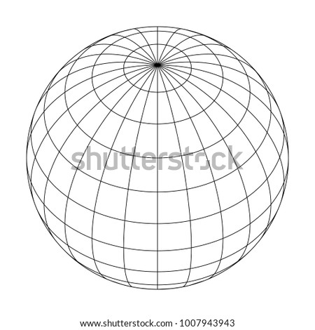 Earth planet globe grid of meridians and parallels, or latitude and longitude. 3D vector illustration.