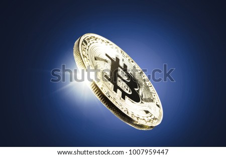 Shiny silver Litecoin coin isolated on dark blue background. Digital monitoring, checking and money exchange cryptocurrency concept. High resolution photo.