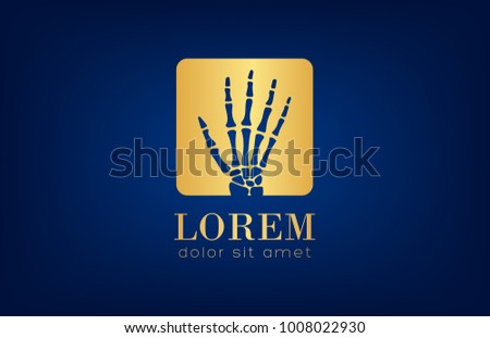 Human hand bones logo. Skeleton logo vector.