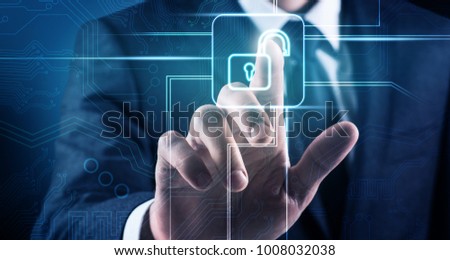 Businessman touches virtual communication icon