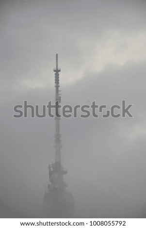 high antenna in the fog