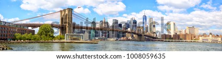 New York City Brooklyn Bridge panorama with Manhattan skyline Royalty-Free Stock Photo #1008059635