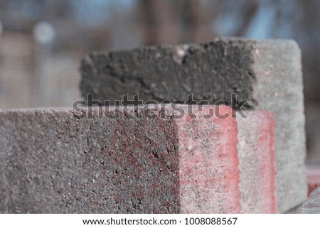 square bricks of construction rough baked brick close