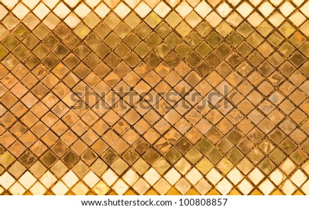 grunge tile gold wall texture for background