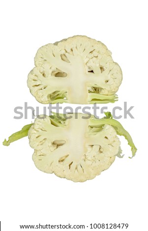 cauliflower, Brassica oleracea var botrytis, isolated on white