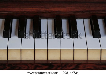 close-up of piano keys.