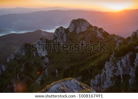 Sunrise in top of the mountains, Slovakia, Big Rozsutec