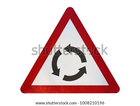 traffic sign roundabout intersection isolated on white background