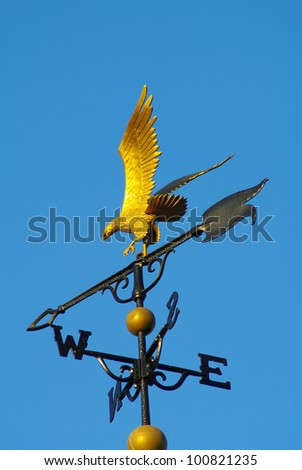 Gold Eagle Weathercock on rooftop