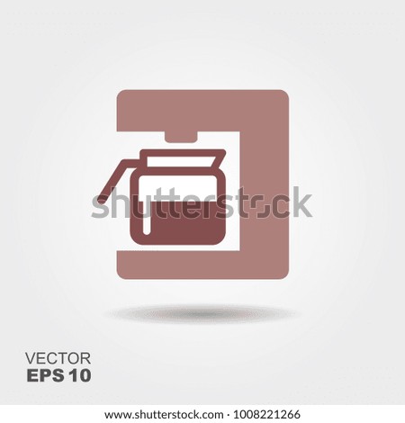 Coffee maker icon. Flat vector illustration with shadow