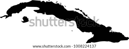 Vector map Cuba. Black mask. Isolated, white background.  Royalty-Free Stock Photo #1008224137