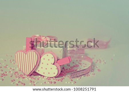 Valentine's day holiday background, greeting card with soft toning and empty place for text