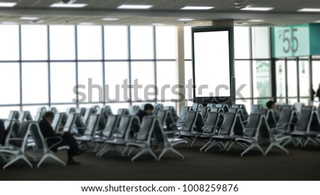 blank banner mock up for advertisement in airport.empty poster billboard with blank white sheet,sale and promotion label template mock up,shopping sale poster template.copy space for text and graphics