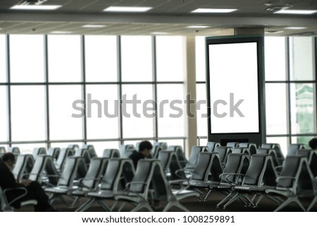 blank banner mock up for advertisement in airport.empty poster billboard with blank white sheet,sale and promotion label template mock up,shopping sale poster template.copy space for text and graphics