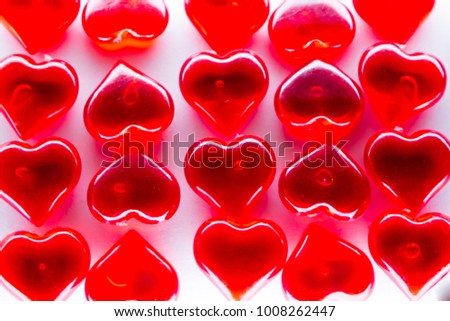 Valentine's day background, red transparent hearts,