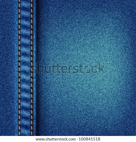 Jeans texture with stitch. Fabric blue denim background vector eps10 illustration. Raster file included in portfolio