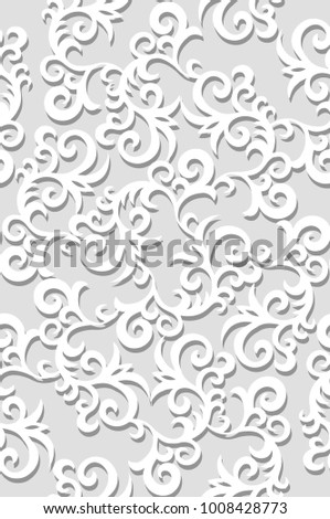 Wedding seamless pattern. Paper cut effect. Elegance background for invitation cards. Vector illustration.