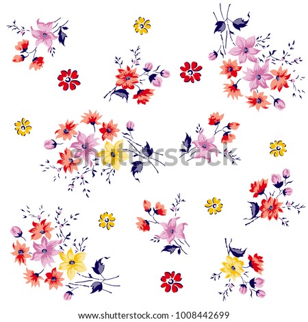Bunch of flowers pattern for textile print, wallpaper