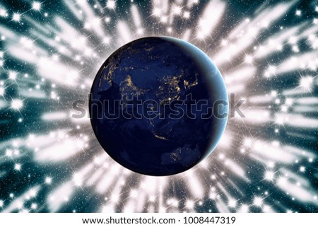 High quality Earth image. Night view. The elements of this image furnished by NASA.