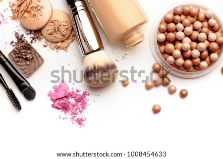 make up products isolated on white background