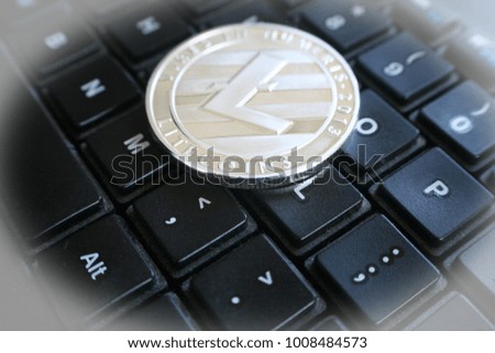Litecoin On Computer Keyboard With White Frame High Quality Stock Photo 