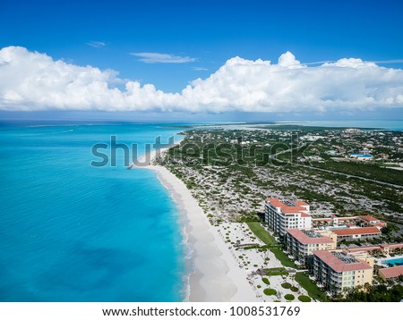 Drone photo Grace Bay, Providenciales, Turks and Caicos Royalty-Free Stock Photo #1008531769