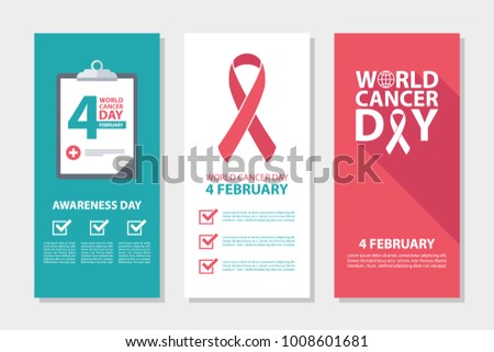 World Cancer Day, 4 february flyers set. Vector illustration.