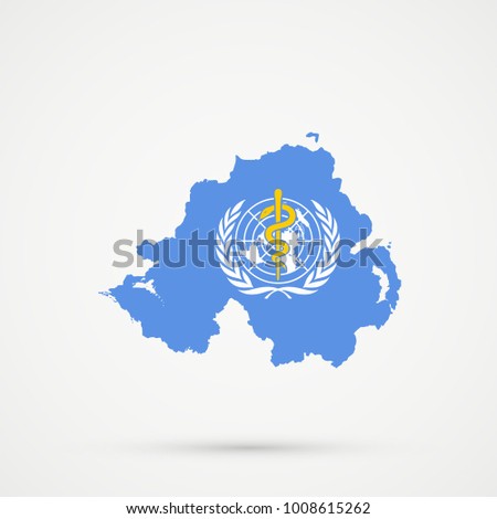 Northern Ireland map in World Health Organization (WHO) flag colors, editable vector.
