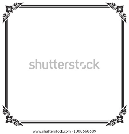 Frame and border, Square, Black and white, Vector illustration