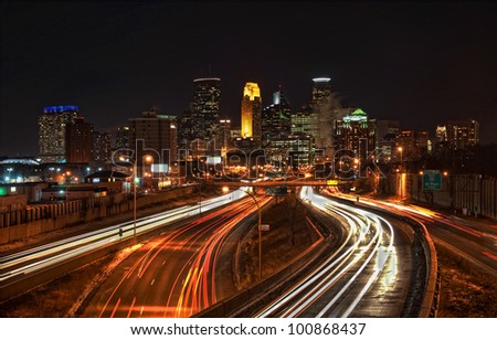 Minneapolis Skyline from Highway I-35