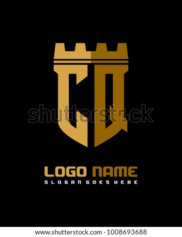 Fortress shield initial C Q logo template vector