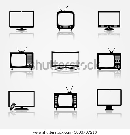 TV Icons Set Royalty-Free Stock Photo #1008737218