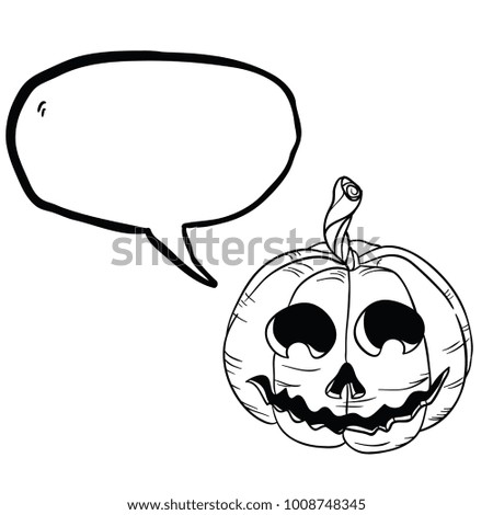 halloween pumpkin with speech bubble cartoon illustration isolated on white