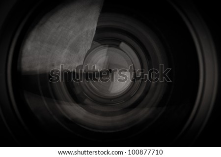 closeup of photo camera lens background