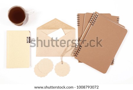 notebook for writing lies on a white background