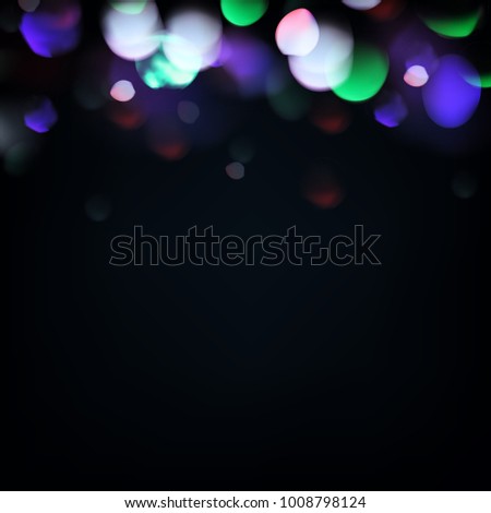 Vector abstract bokeh background. Festive defocused lights. City night blur illumination. Blurred glow