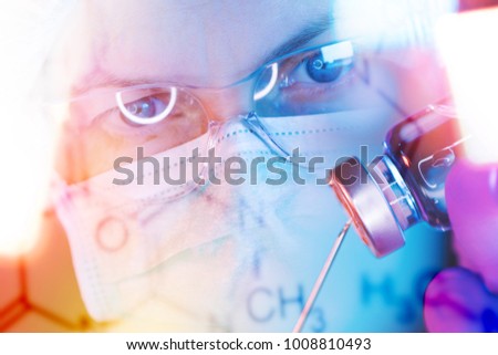 Pharmacology science researcher working in laboratory on development of new immunology vaccine Royalty-Free Stock Photo #1008810493