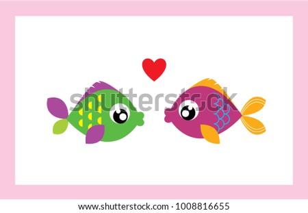 cute valentine fish vector. cute wedding fish vector